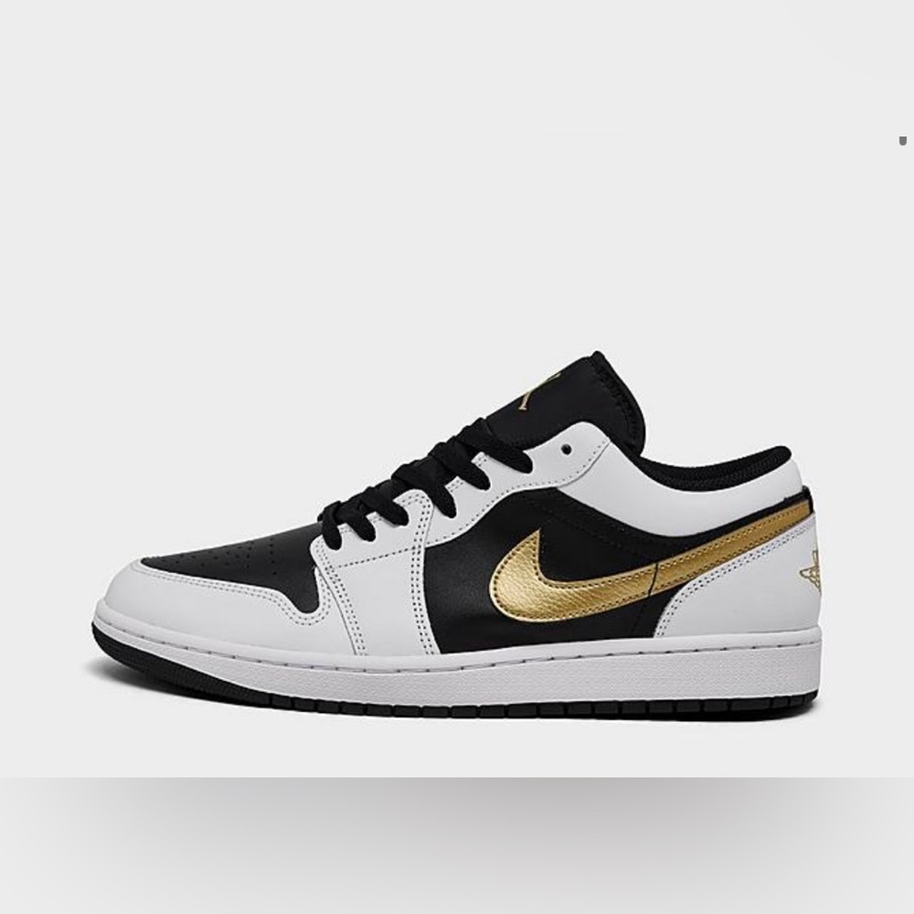 Nike Air Jordans – Black/White with Gold Detailing